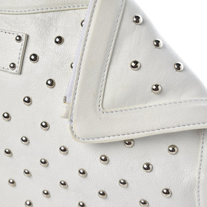 Alexander McQueen Calfskin Studded De Manta Clutch White 9 of 10