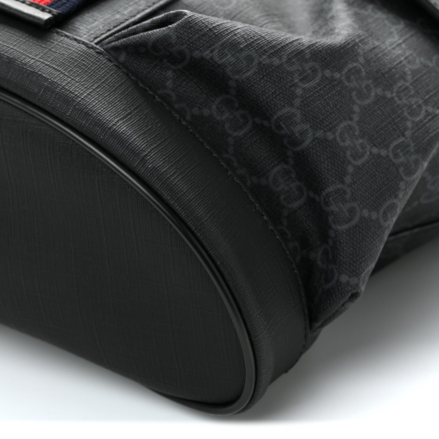 Gucci Soft GG Supreme Monogram Calfskin Web Double Buckle Backpack Black 11 of 13