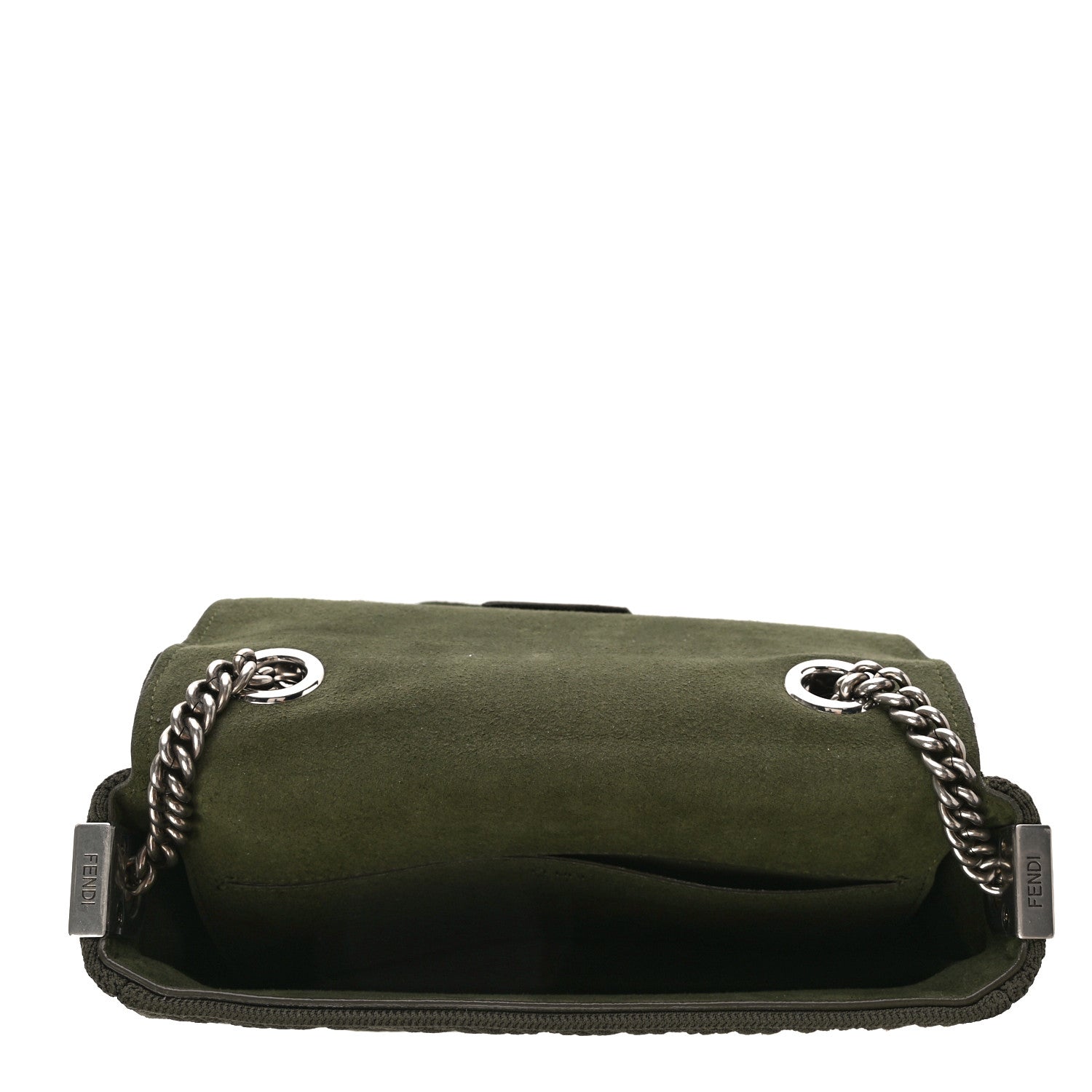 Fendi Technical Fabric FF Midi Chain Baguette Oliva 5 of 9