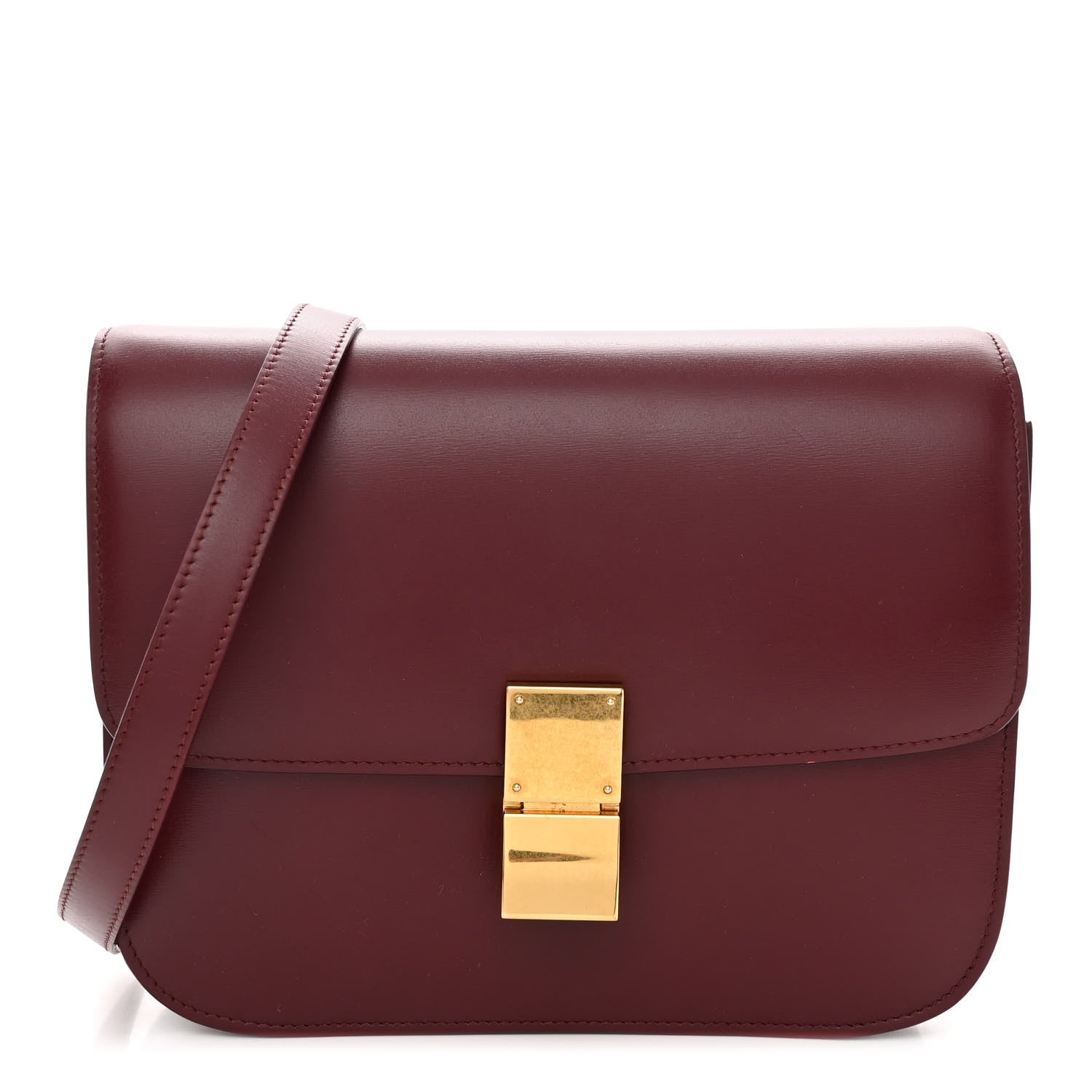 Celine Box Calfskin Medium Classic Box Flap Bag Burgundy 1 of 12