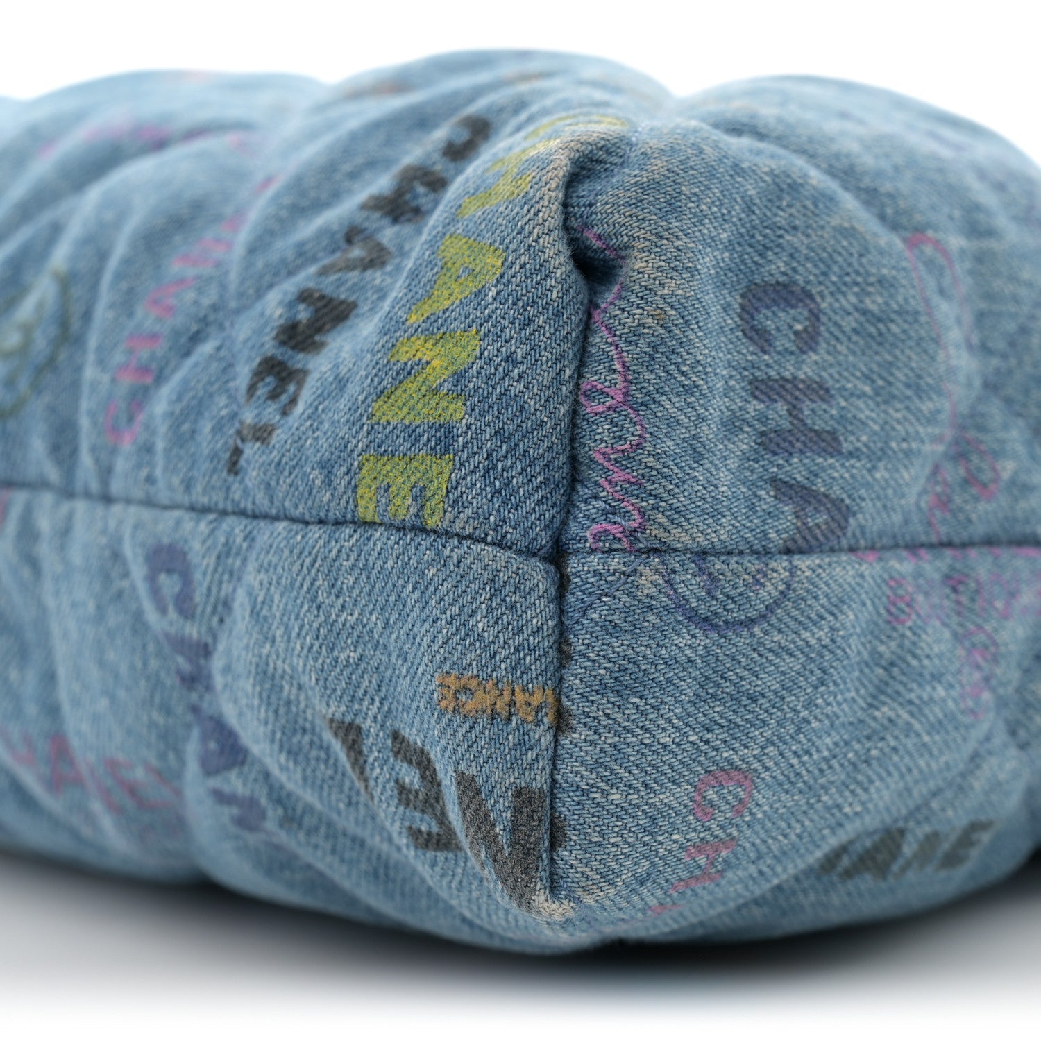 Chanel Denim Quilted Denim Mood Maxi Shopping Bag Blue Multicolor 10 of 10