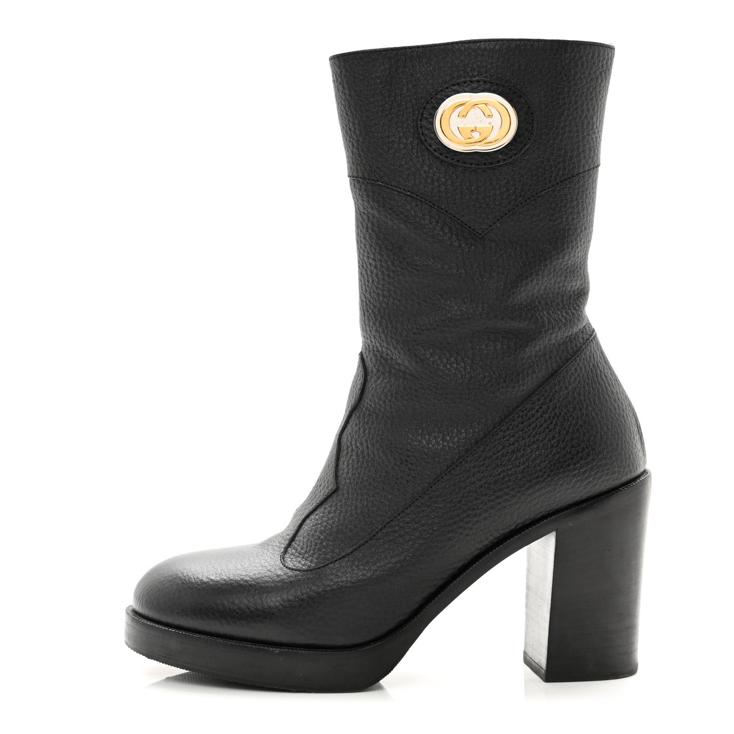 Austin Calfskin Interlocking G Ankle Boots 36.5 Black