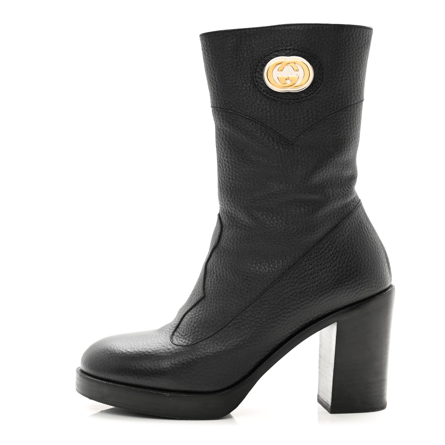 Gucci Austin Calfskin Interlocking G Ankle Boots 36.5 Black 1 of 8