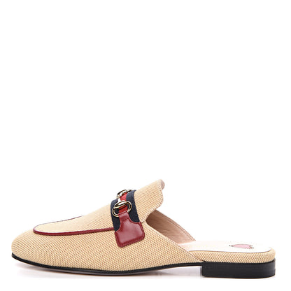 Gucci Canvas Vintage Charlotte Web Princetown Slippers 36.5 Sand Cuir 1 of 9