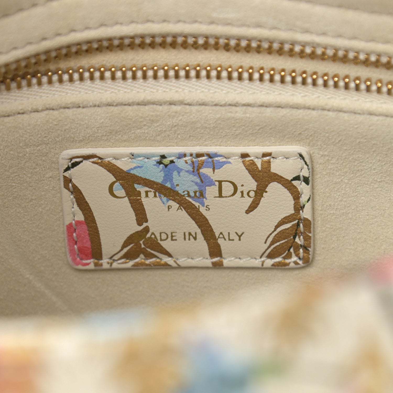 Christian Dior Calfskin Hibiscus Printed Embroidered My ABCDior Lady Dior Beige Multicolor 6 of 9