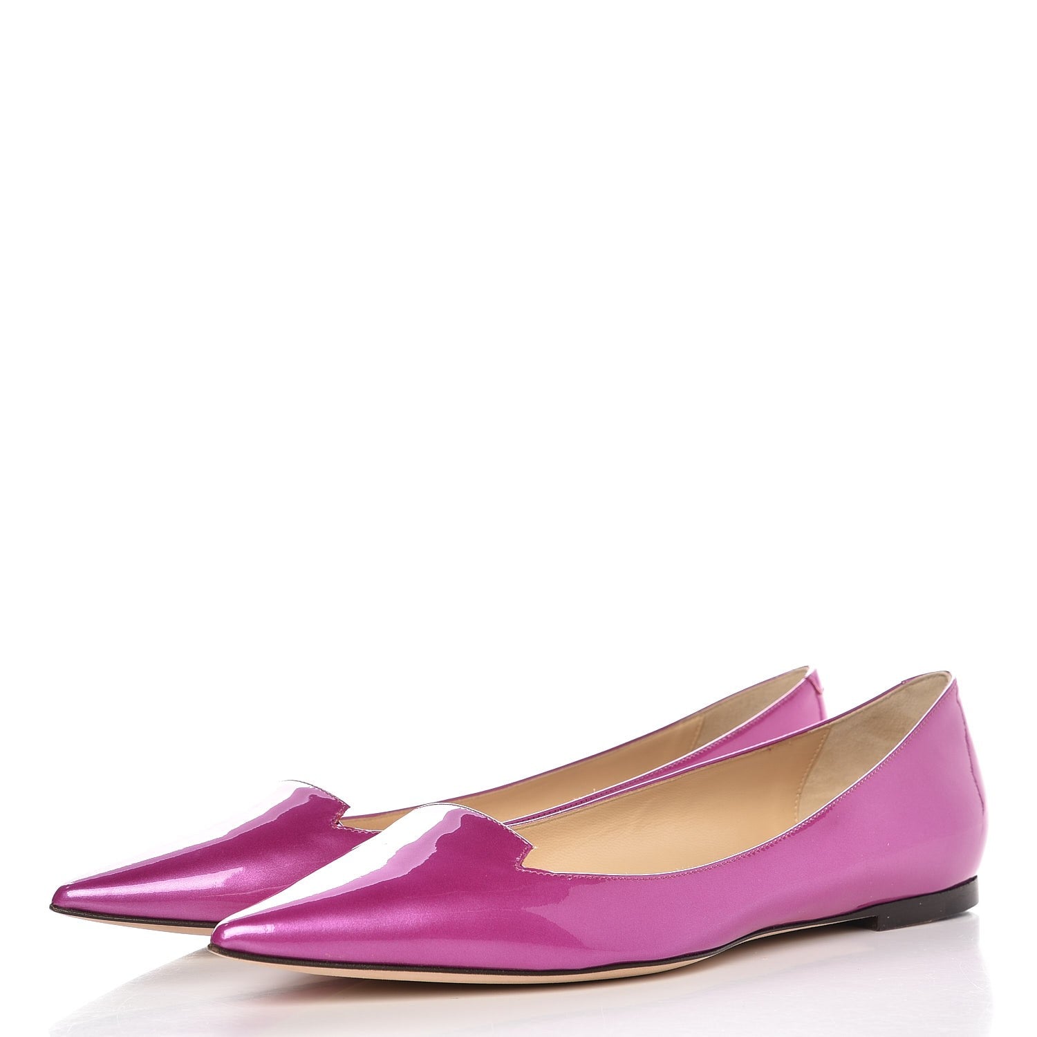 Jimmy Choo Metallic Patent Attila Pointed Flats 40 Jazzberry 3 of 9
