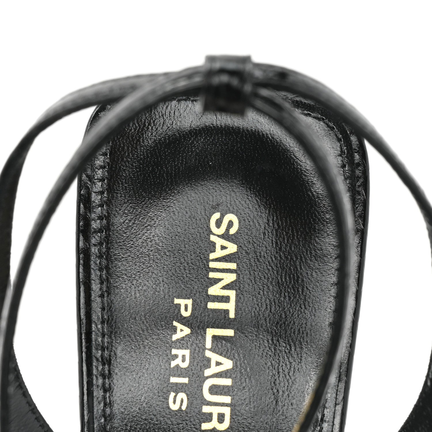 Saint Laurent Ayers Snakeskin Embossed Crystal Giqua 115 Sandals 40.5 Black 8 of 10