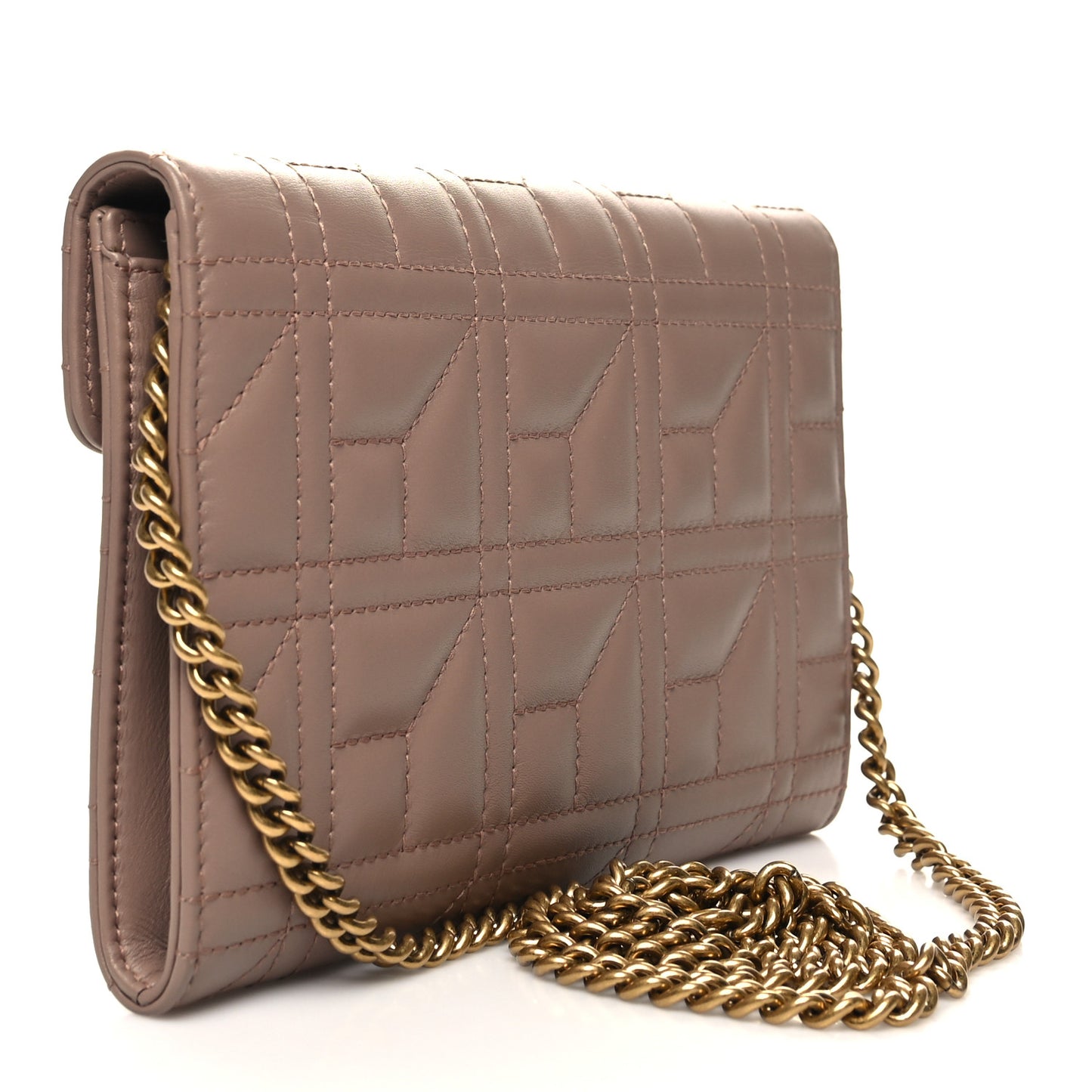 Calfskin Matelasse Mini Pearly GG Marmont Chain Wallet Porcelain Rose