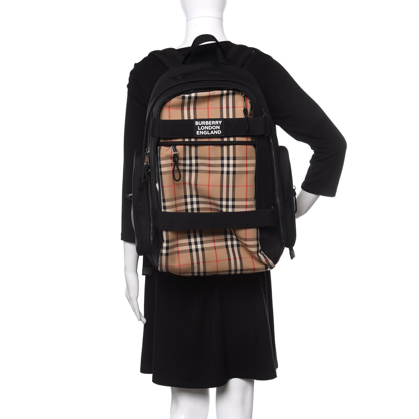 Canvas Vintage Check Large Nevis Backpack Black