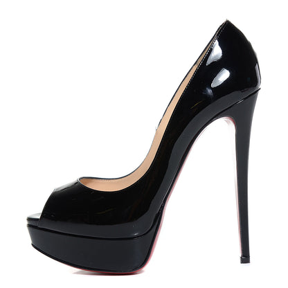 Christian Louboutin Patent Lady Peep 150 Pumps 39 Black 1 of 7