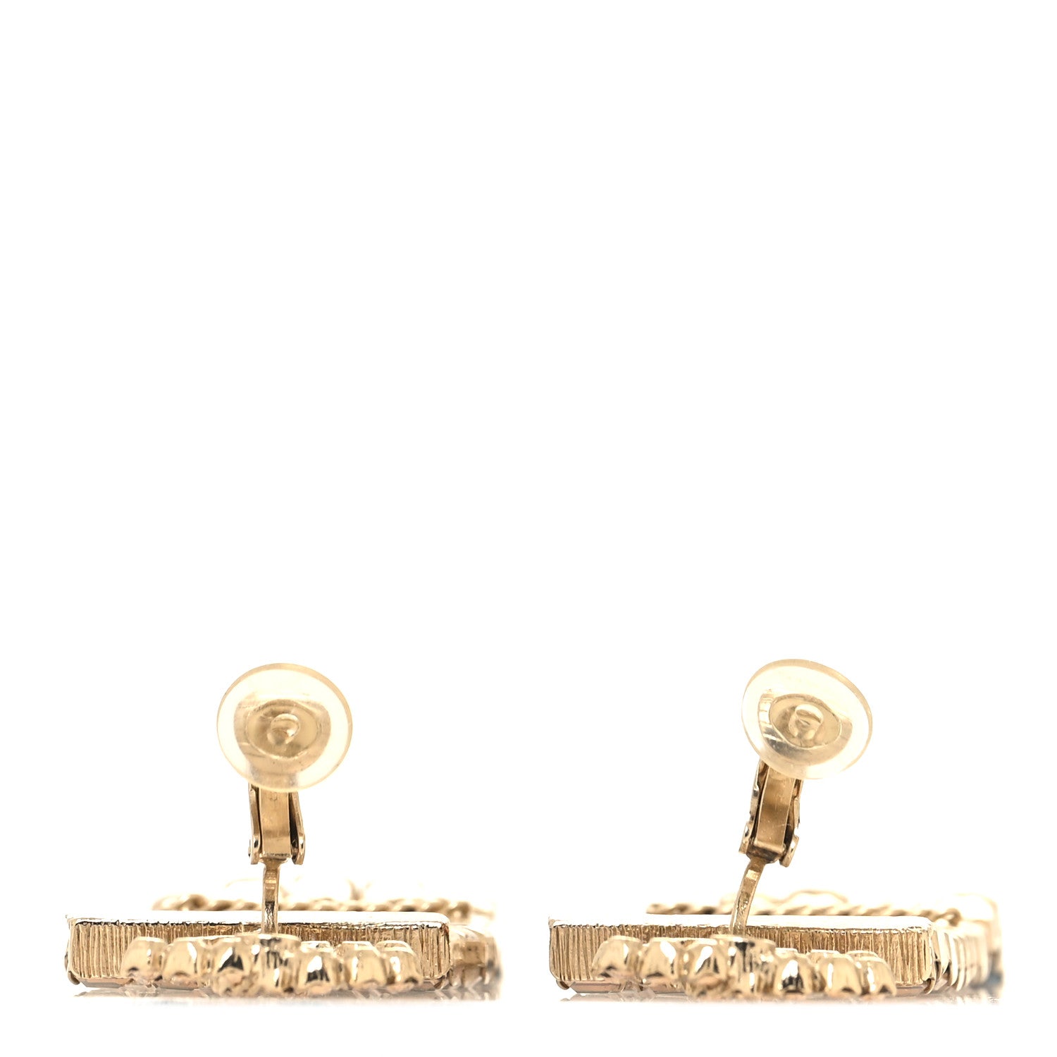 Chanel Crystal Skyline CC Drop Clip On Earrings Gold Blue Black Red 3 of 4