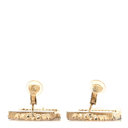 Chanel Crystal Skyline CC Drop Clip On Earrings Gold Blue Black Red 3 of 4