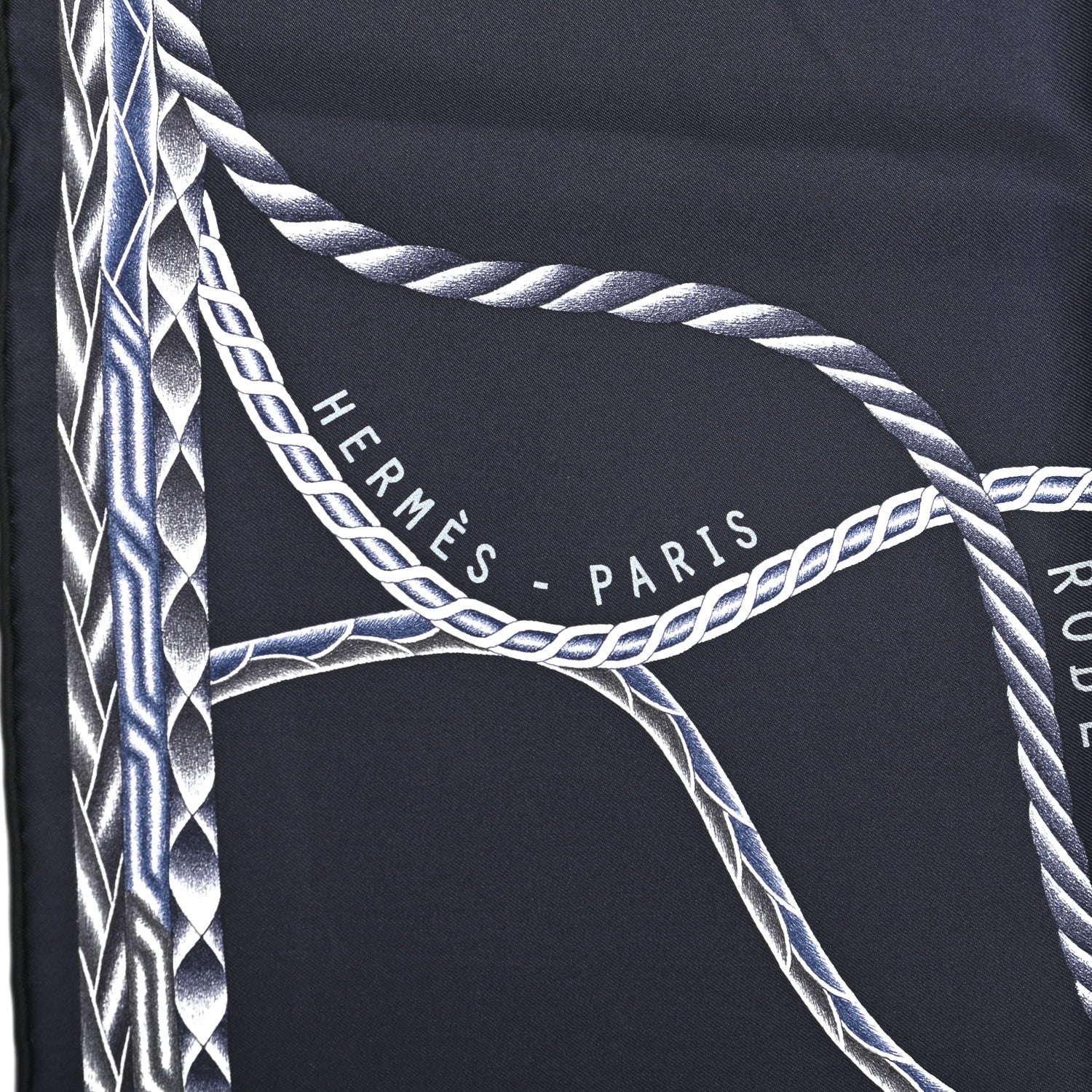 Hermes Silk Robe Du Soir Scarf 90 Marine Encre White 4 of 6