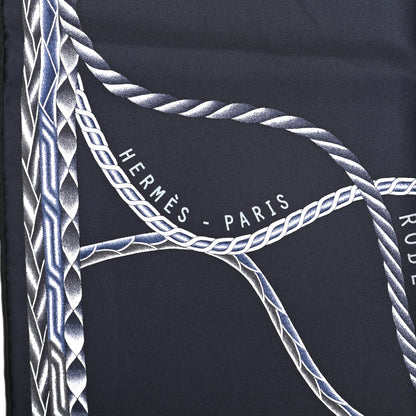 Hermes Silk Robe Du Soir Scarf 90 Marine Encre White 4 of 6