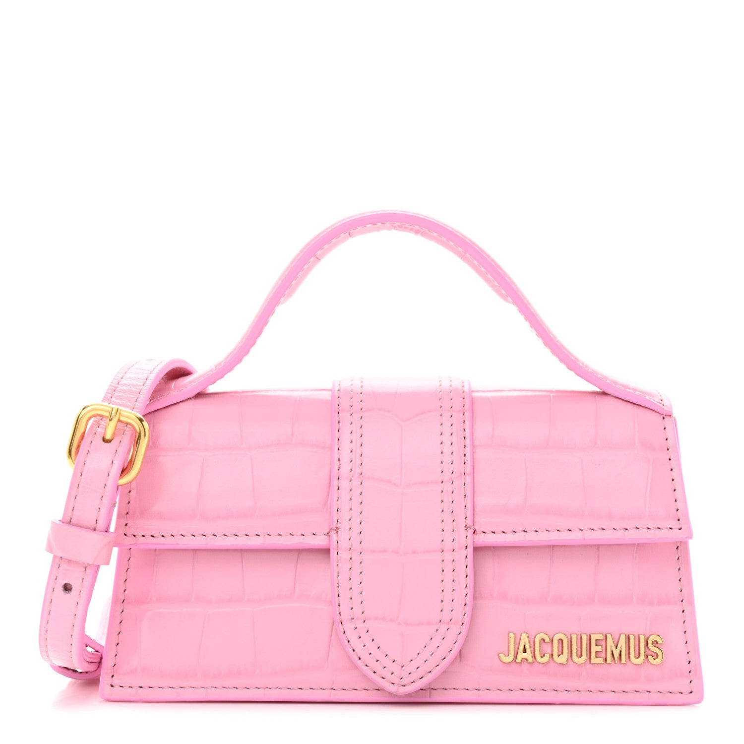 Jacquemus Calfskin Crocodile Embossed Le Bambino Pink 1 of 12