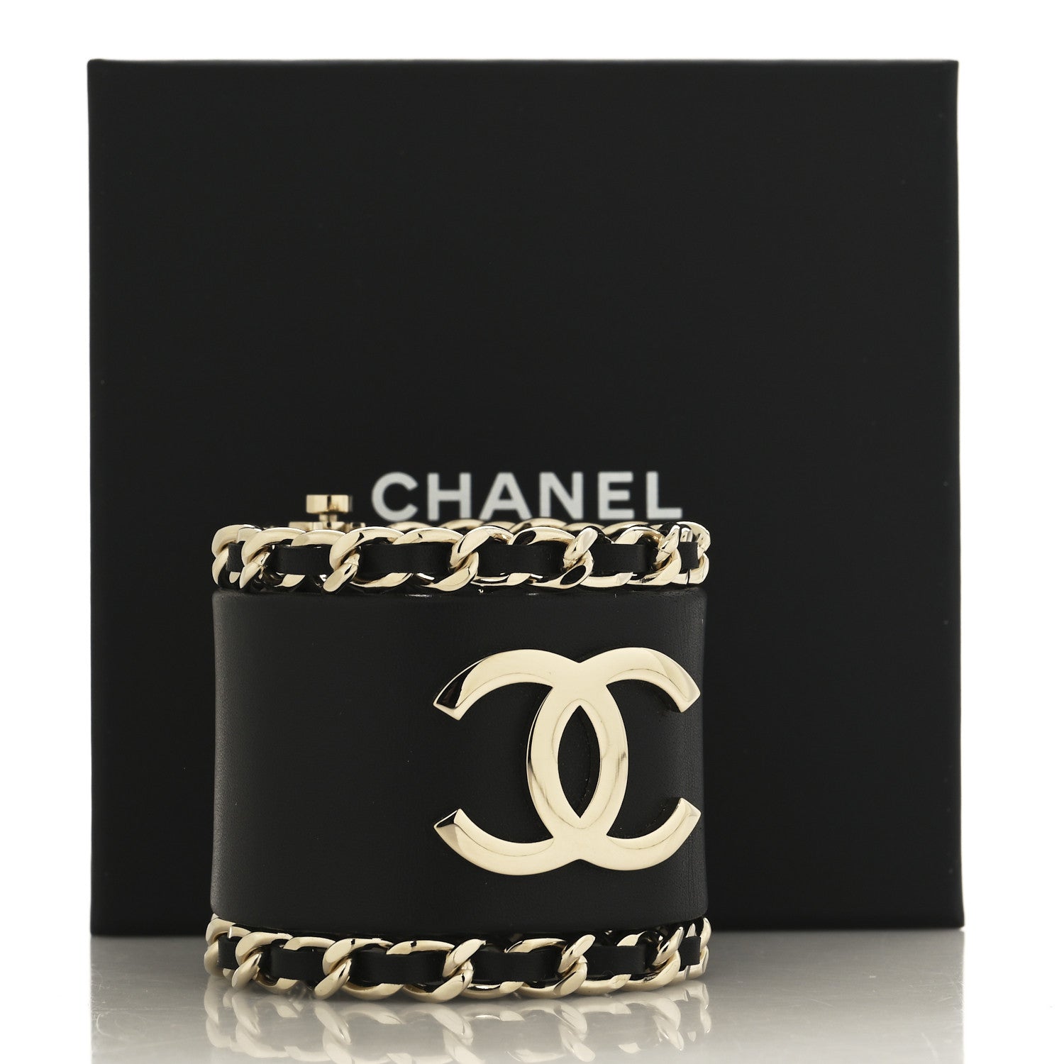 Chanel Lambskin Chain CC Bracelet S Black Gold 5 of 5