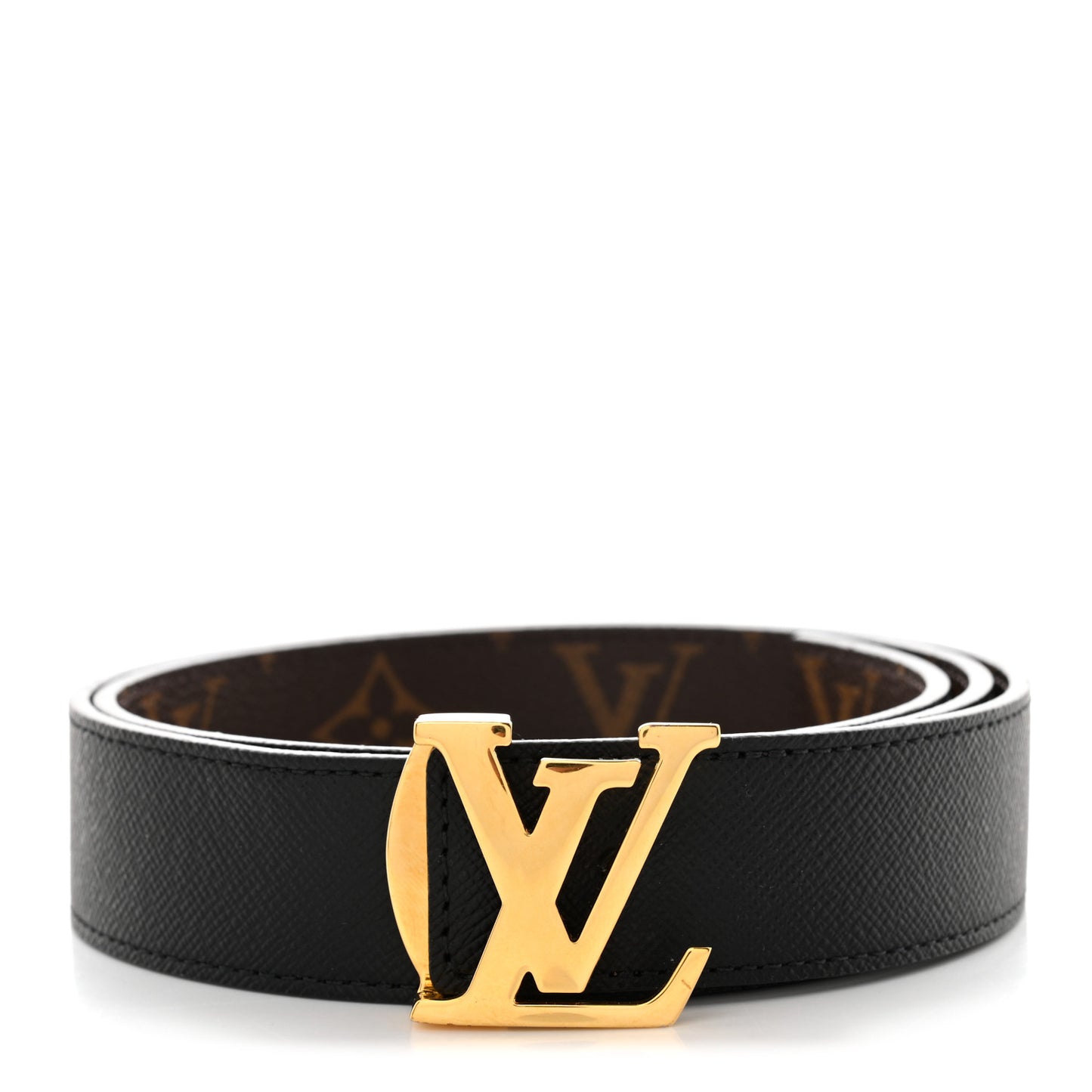 Calfskin Monogram 30mm LV Initiales Reversible Belt 75 30 Black