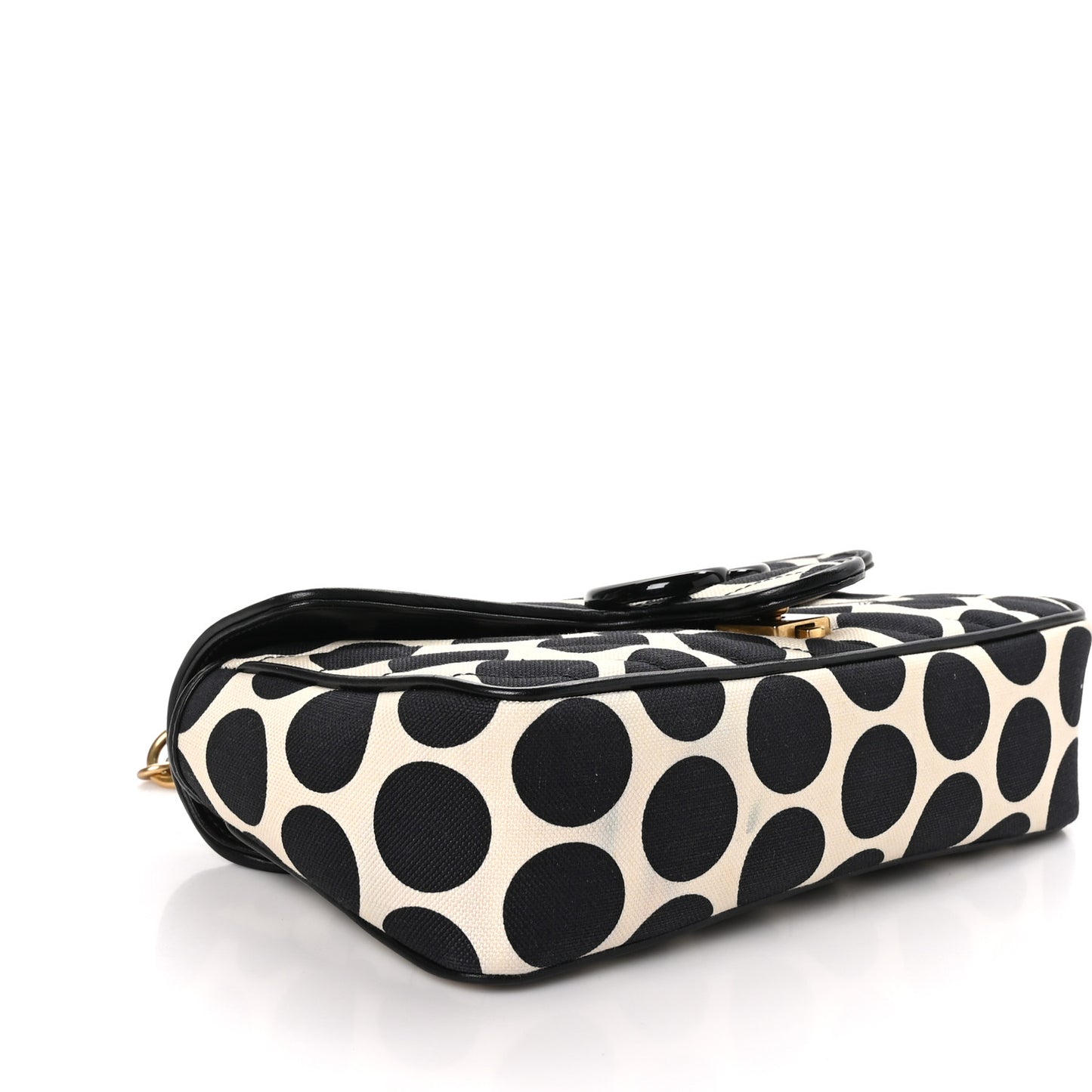 Canvas Matelasse Diagonal Polka Dot Small GG Marmont Shoulder Bag Black White