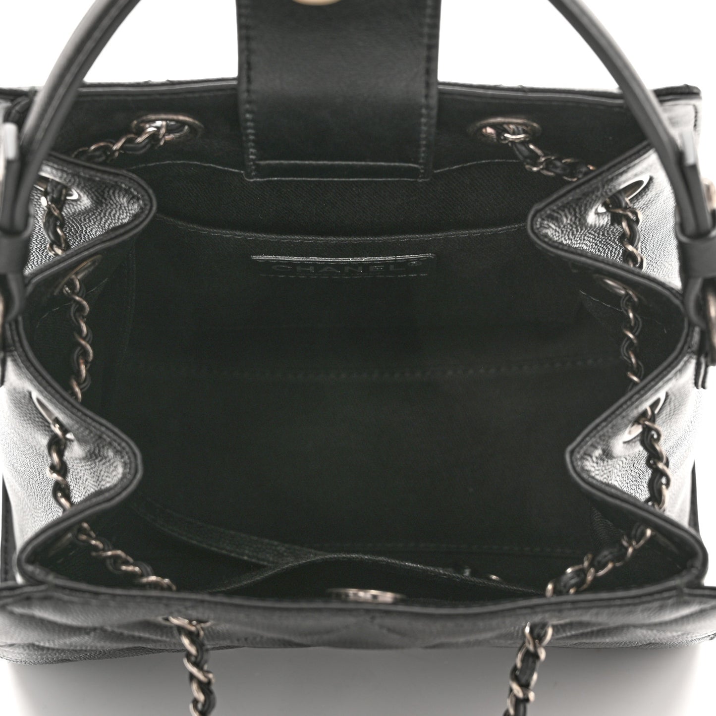 Caviar Quilted Small CC Bucket Bag Black