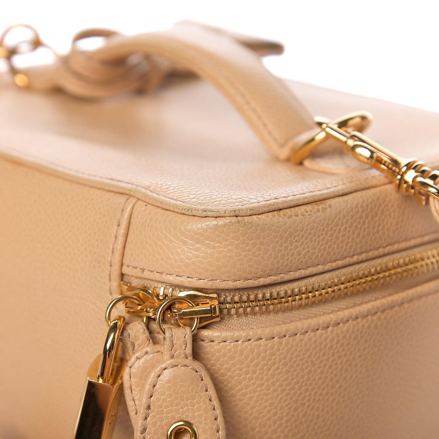 Caviar CC Vanity Train Case Beige