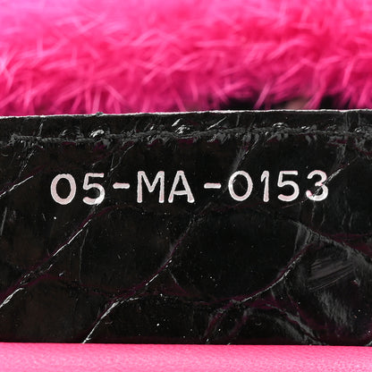 Christian Dior Tweed Crocodile Mink Plaid Medium Lady Dior Black Pink White 7 of 9