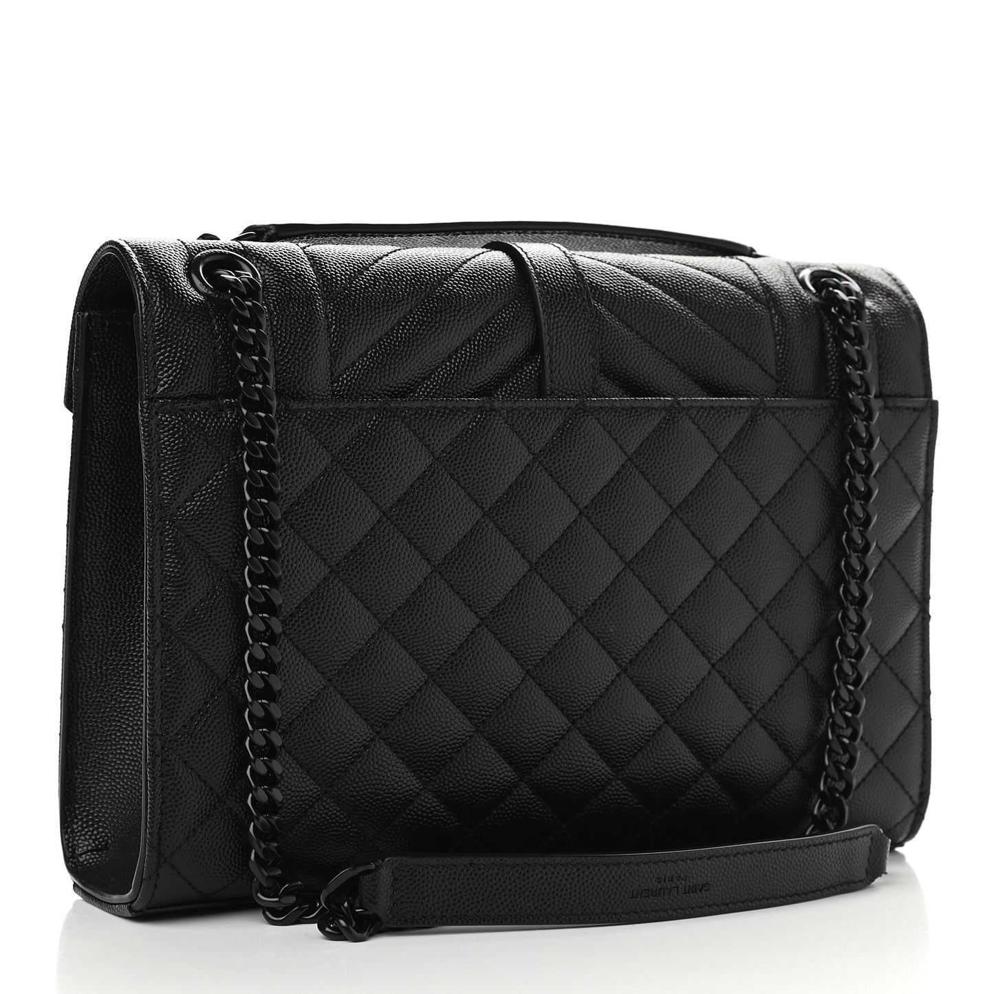 Grain De Poudre Textured Mixed Matelasse Triquilt Medium Monogram Satchel Black