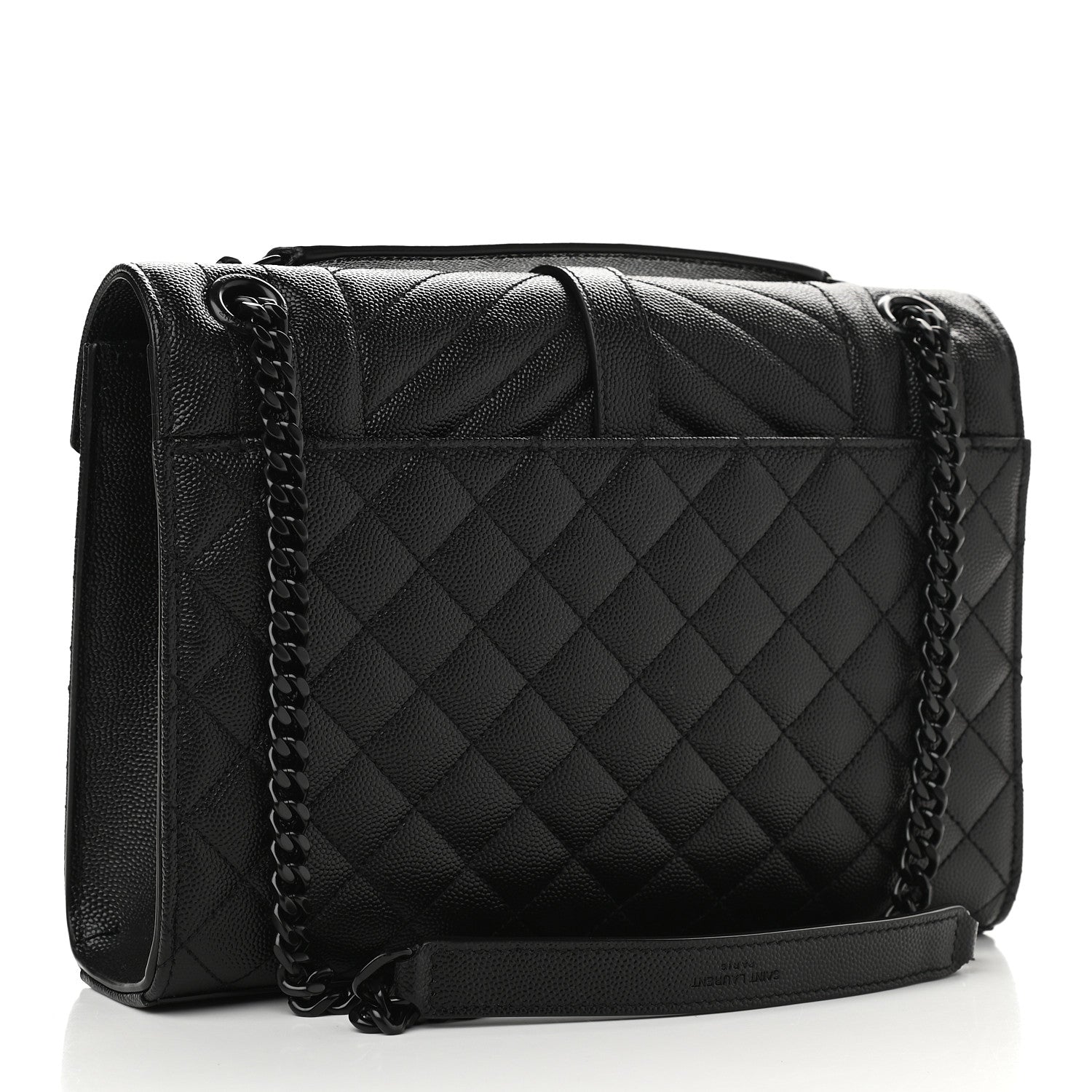 Saint Laurent Grain De Poudre Textured Mixed Matelasse Triquilt Medium Monogram Satchel Black 3 of 9