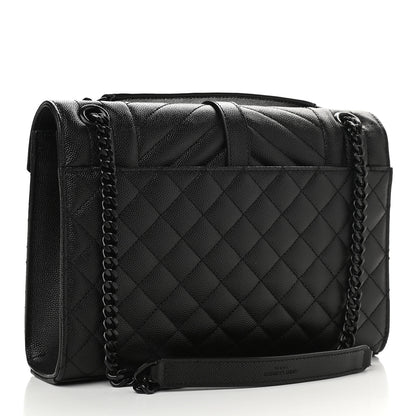 Saint Laurent Grain De Poudre Textured Mixed Matelasse Triquilt Medium Monogram Satchel Black 3 of 9