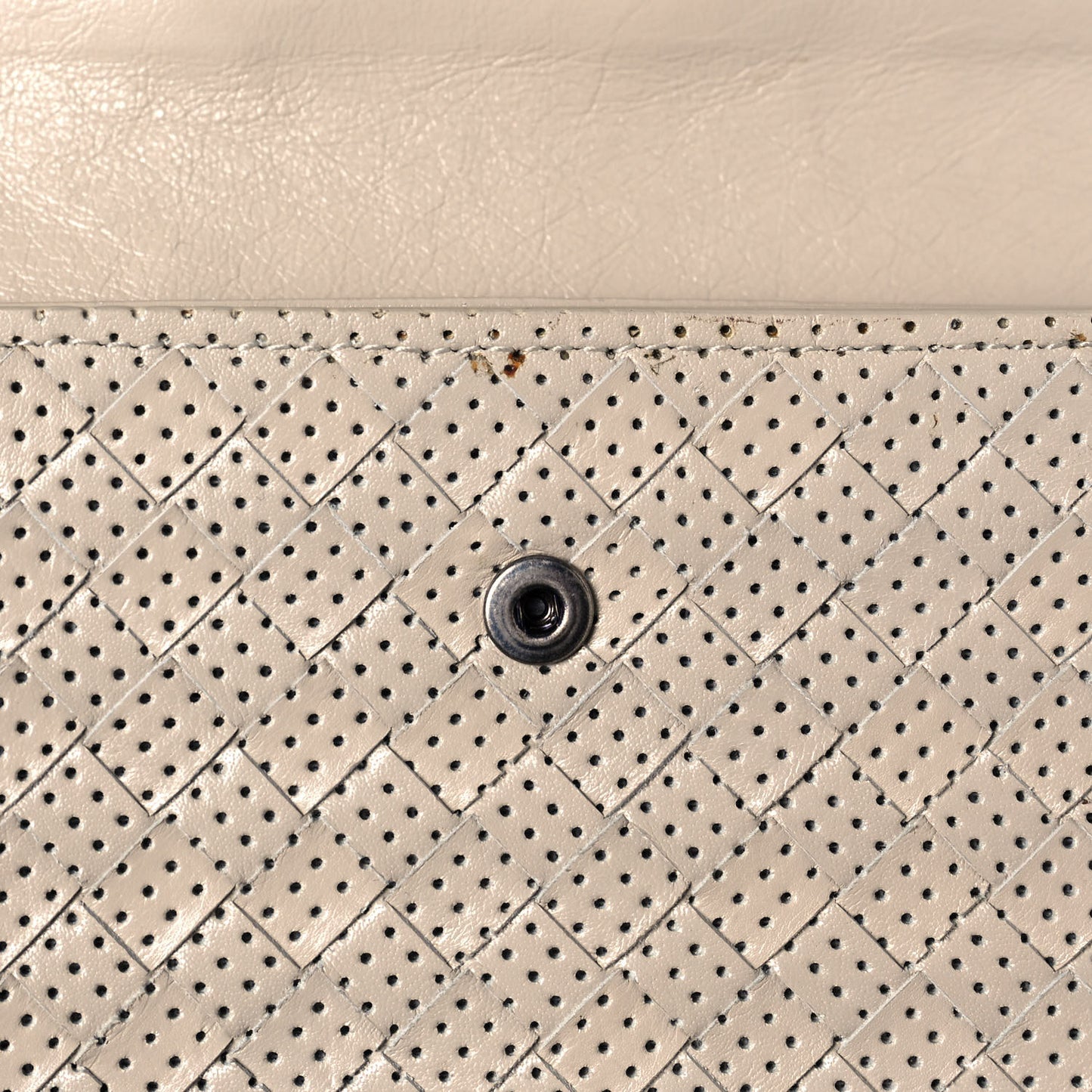 Nappa Intrecciato Perforated Studded Flower Continental Flap Wallet Light Beige
