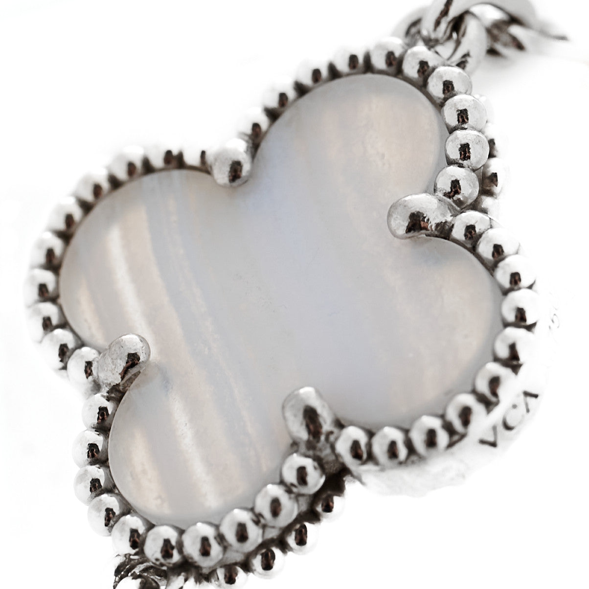 18K White Gold Chalcedony 5 Motifs Vintage Alhambra Bracelet
