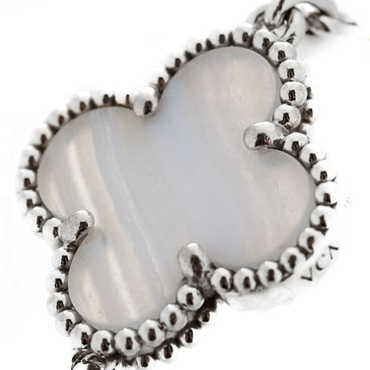 Van Cleef & Arpels 18K White Gold Chalcedony 5 Motifs Vintage Alhambra Bracelet 7 of 7