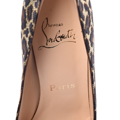 Christian Louboutin Jacquard Leopard Giaguaro New Simple 120 Pumps 38.5 Marrone Oro 2 6 of 9