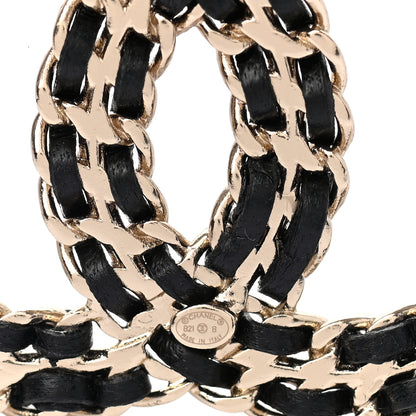 Chanel Lambskin Crystal CC Chain Brooch Black Gold 4 of 5
