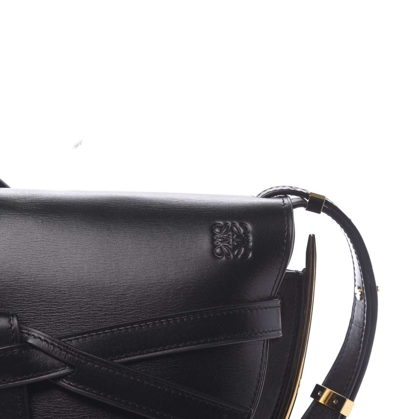 Calfskin Small Metal Gate Crossbody Bag Black