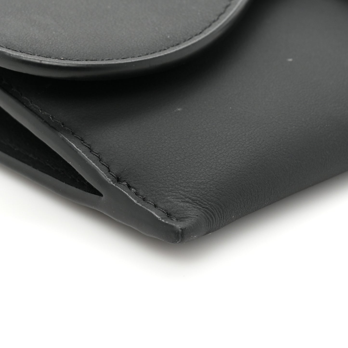Ultra Matte Calfskin Saddle Chain Wallet Pouch Black