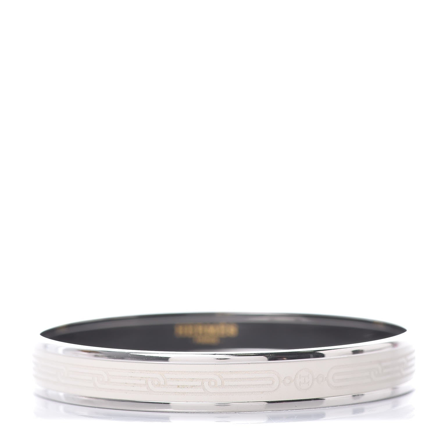 Hermes Enamel Printed Narrow Sellier Bracelet 70 White 1 of 5