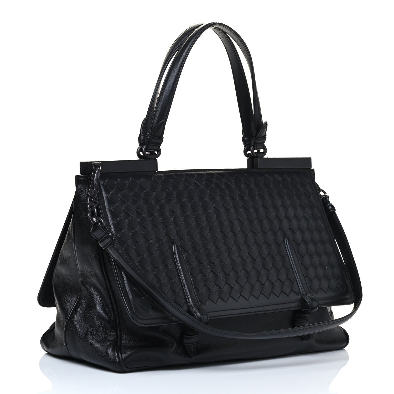 Bottega Veneta Nappa Intrecciato Medium Monaco Satchel Black 2 of 4