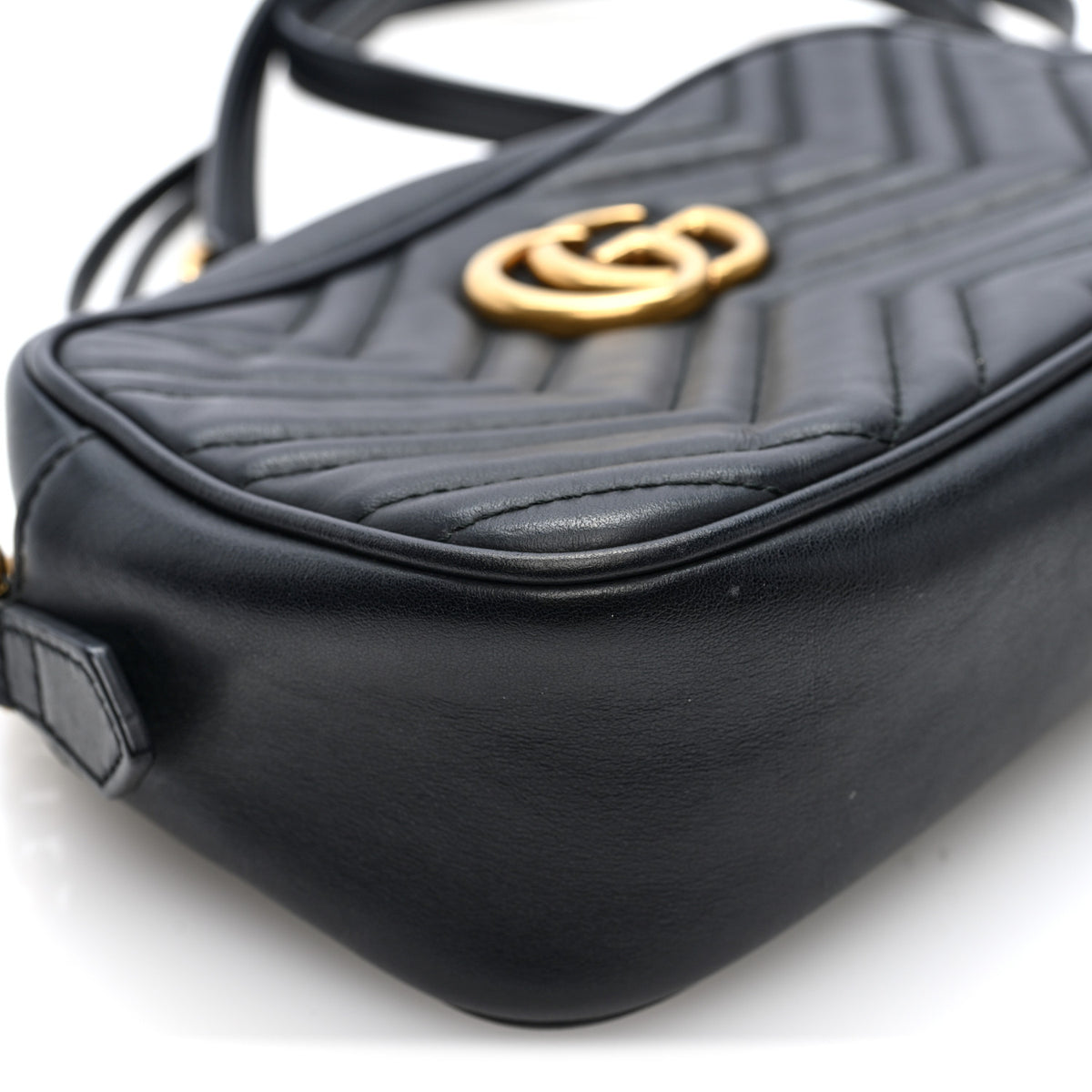 Gucci Calfskin Matelasse Small GG Marmont Chain Shoulder Bag Black 9 of 10
