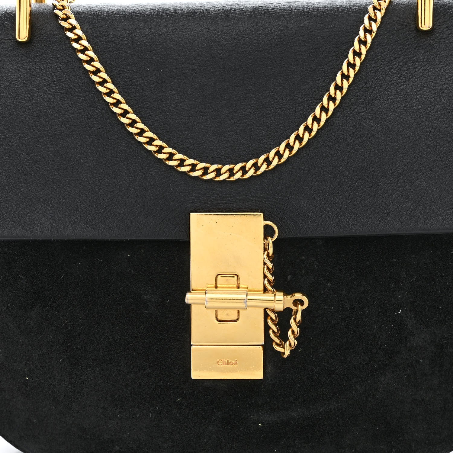 Chloe Suede Smooth Calfskin Drew Shoulder Bag Black 9 of 12