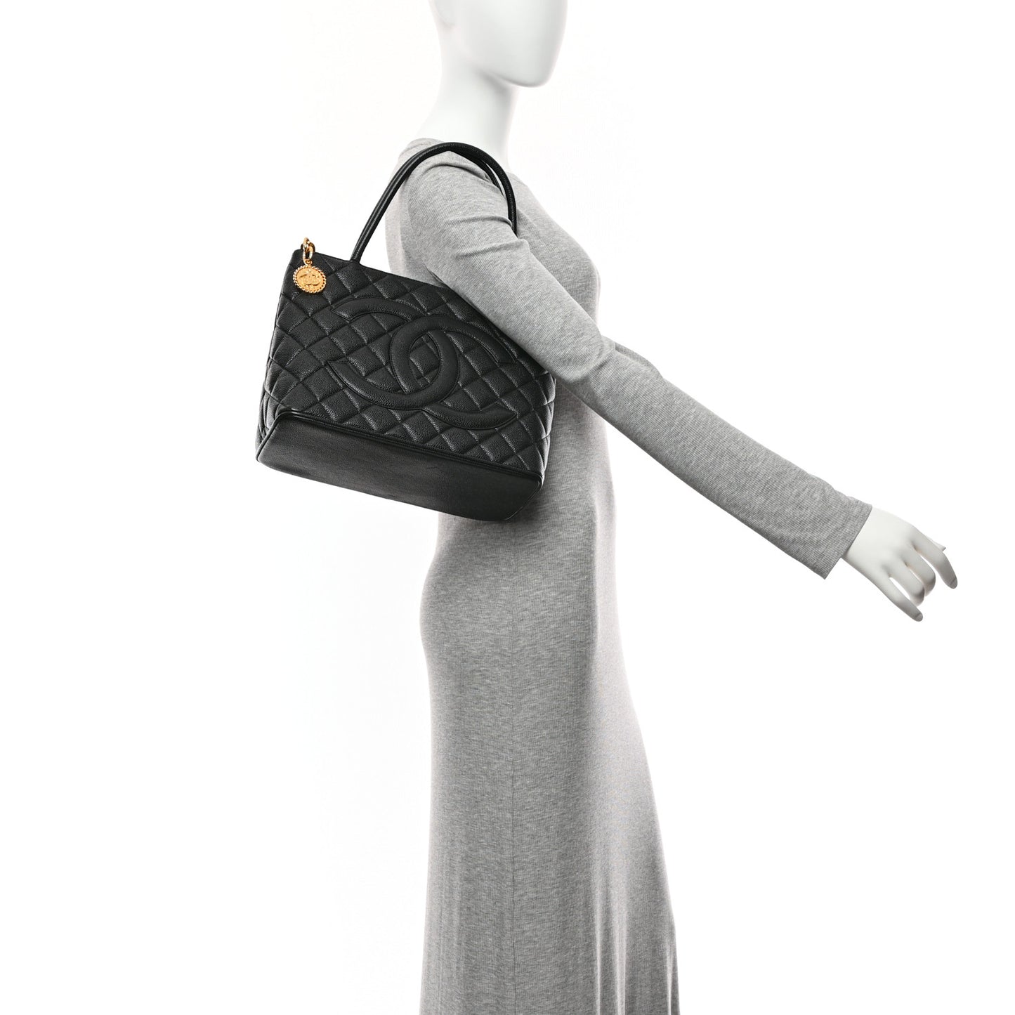 Caviar Quilted Medallion Tote Black