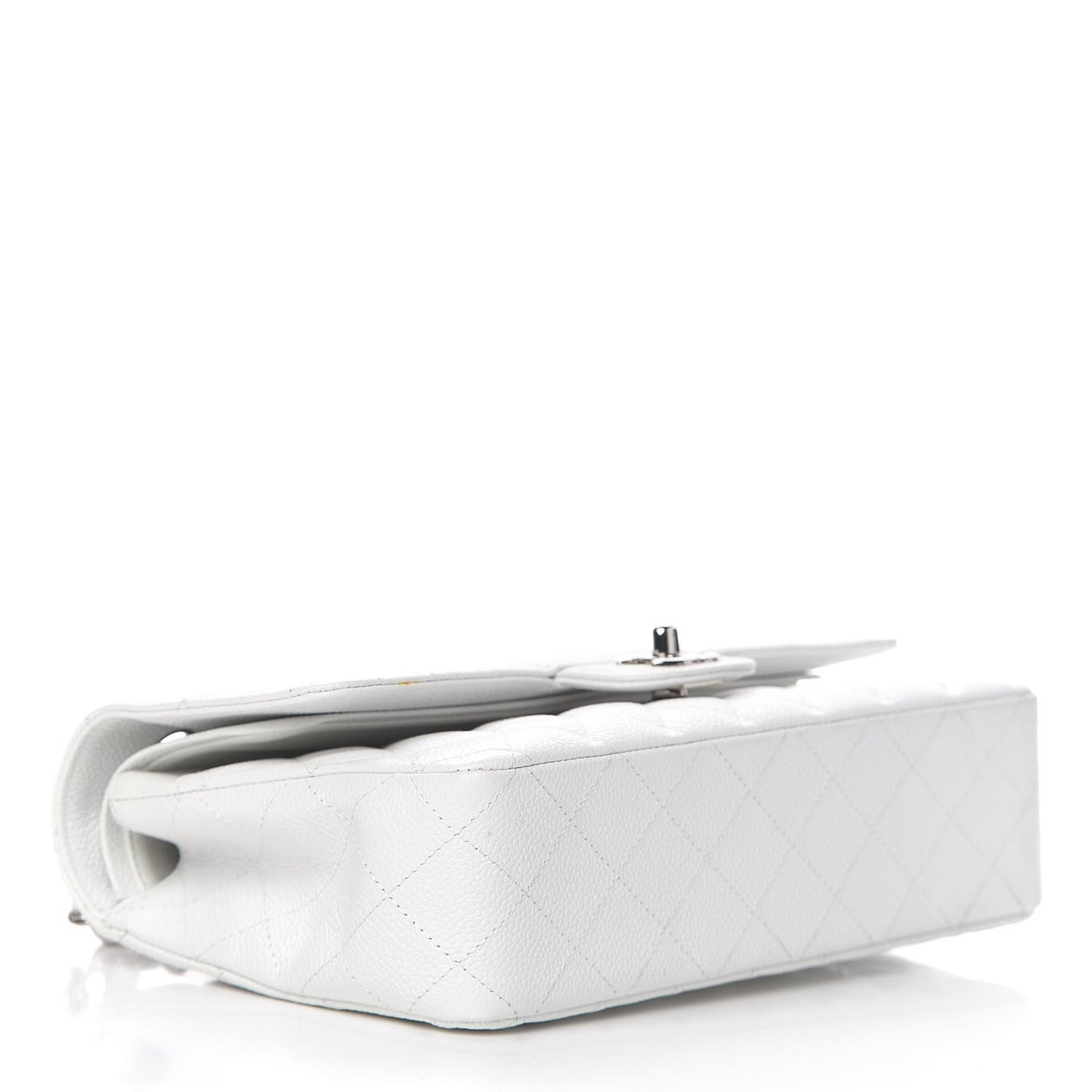 Caviar Quilted Medium Double Flap White
