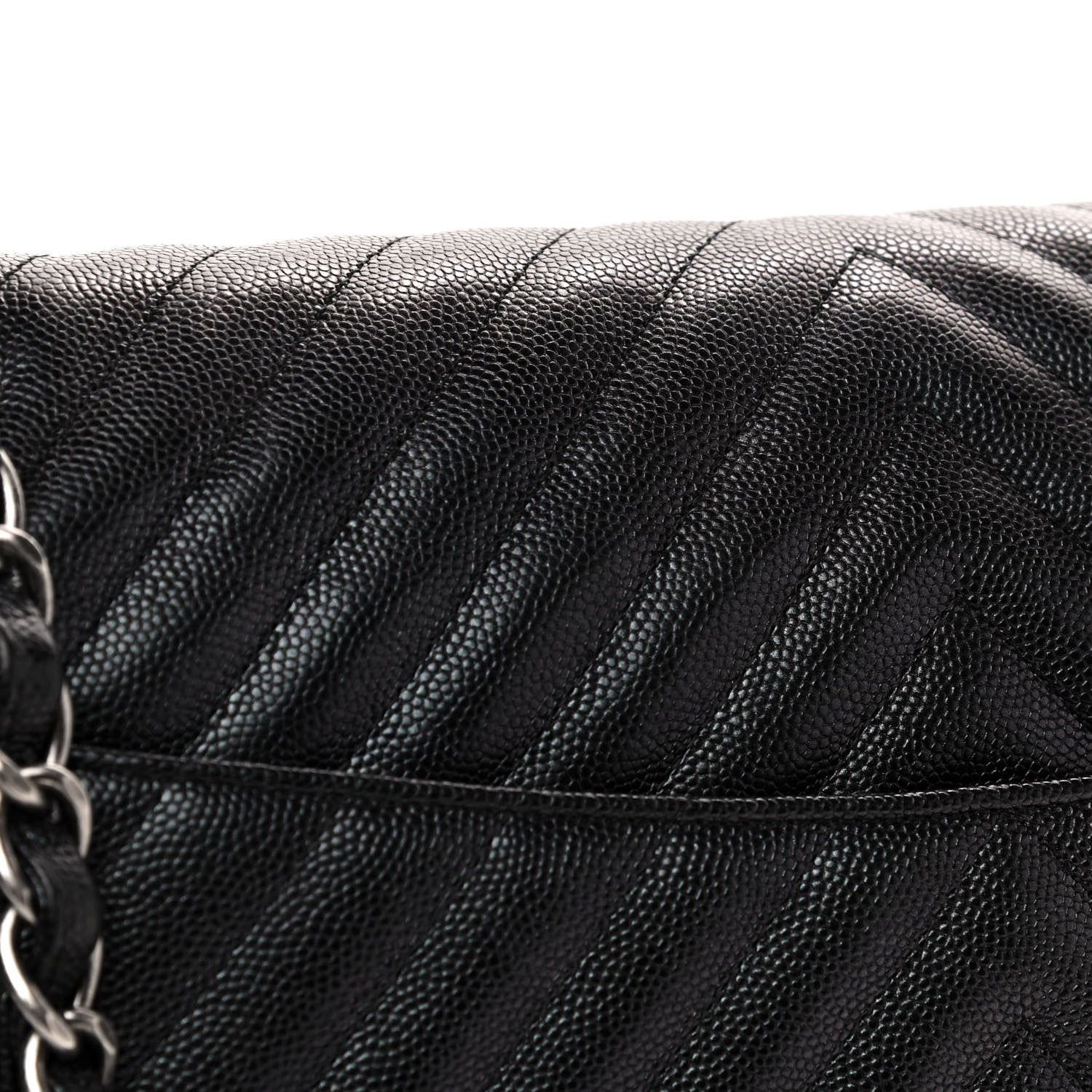 Chanel Iridescent Caviar Chevron Quilted Jumbo Double Flap Black 5 of 5