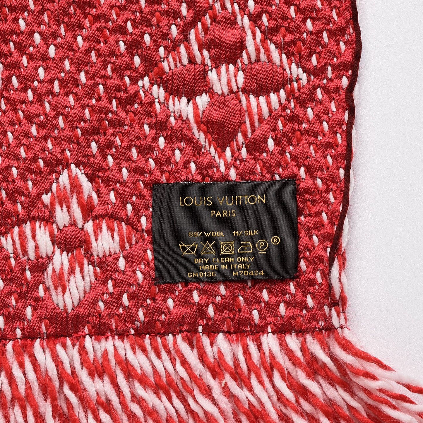 Wool Silk Logomania Mix Scarf Coquelicot