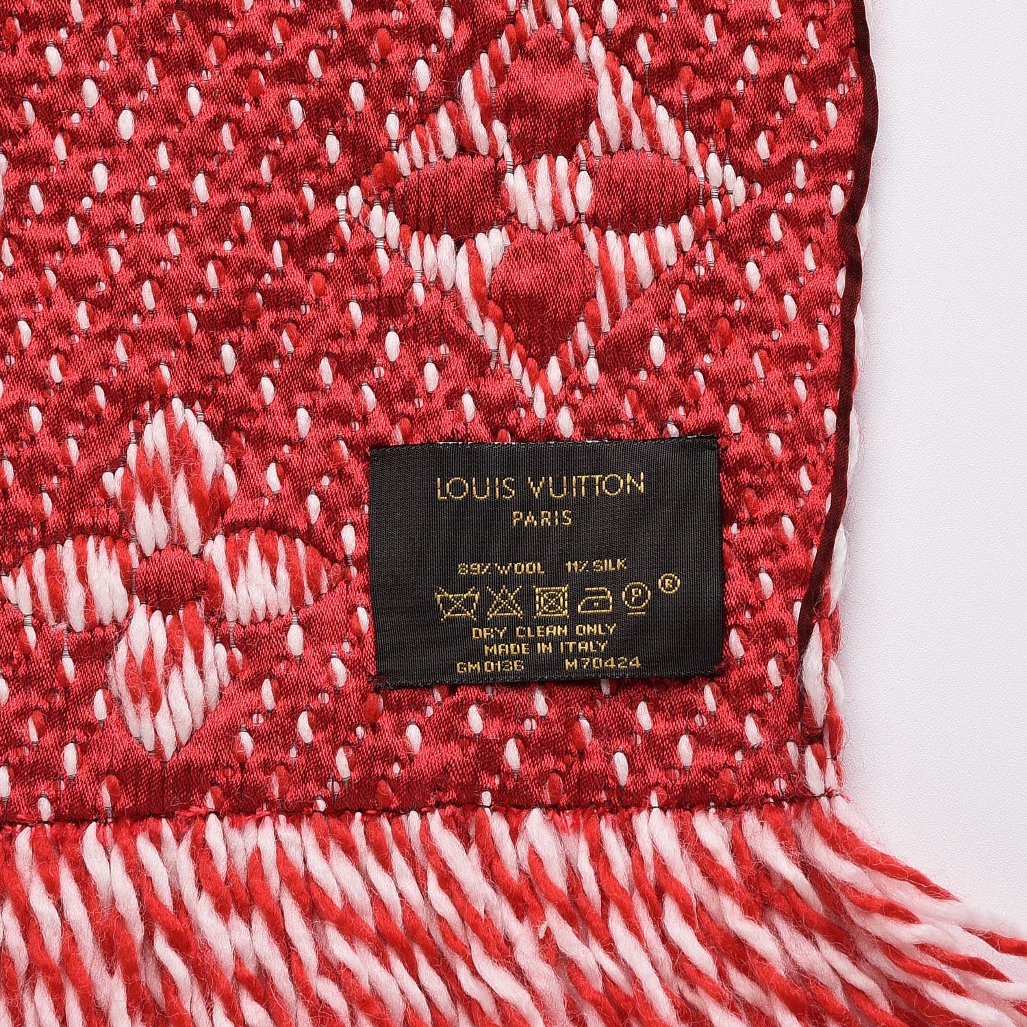 Louis Vuitton Wool Silk Logomania Mix Scarf Coquelicot 4 of 4