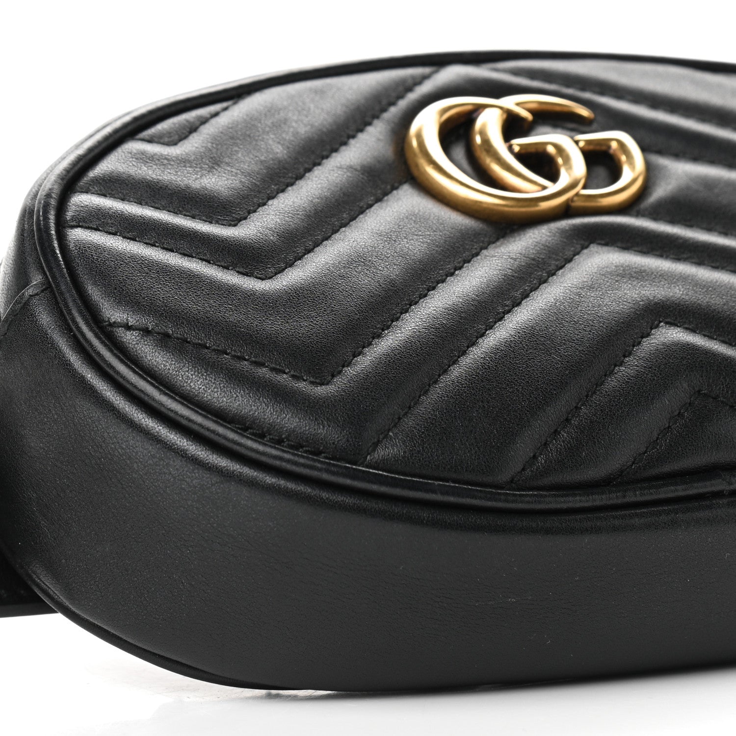 Gucci Calfskin Matelasse GG Marmont Belt Bag 85 34 Black 11 of 14