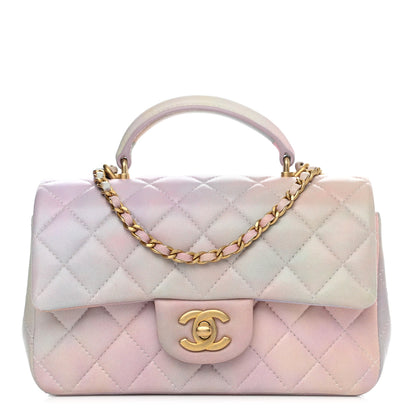 Chanel Lambskin Quilted Ombre Mini Top Handle Rectangular Flap Pink Multicolor 1 of 11