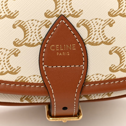 Celine Triomphe Canvas Medium Folco Bag White 6 of 9