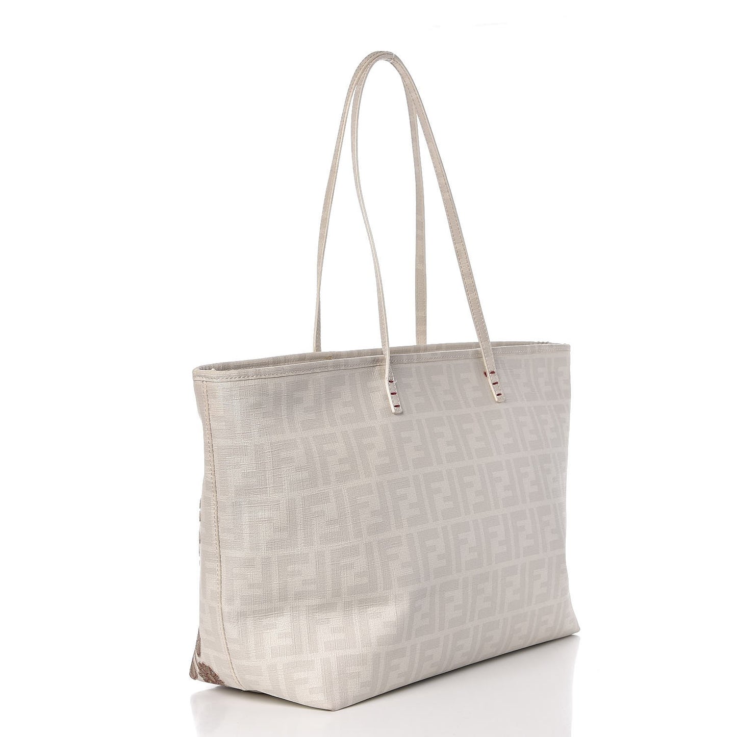 Zucca Spalmati Floral Embroidered Large Roll Tote White