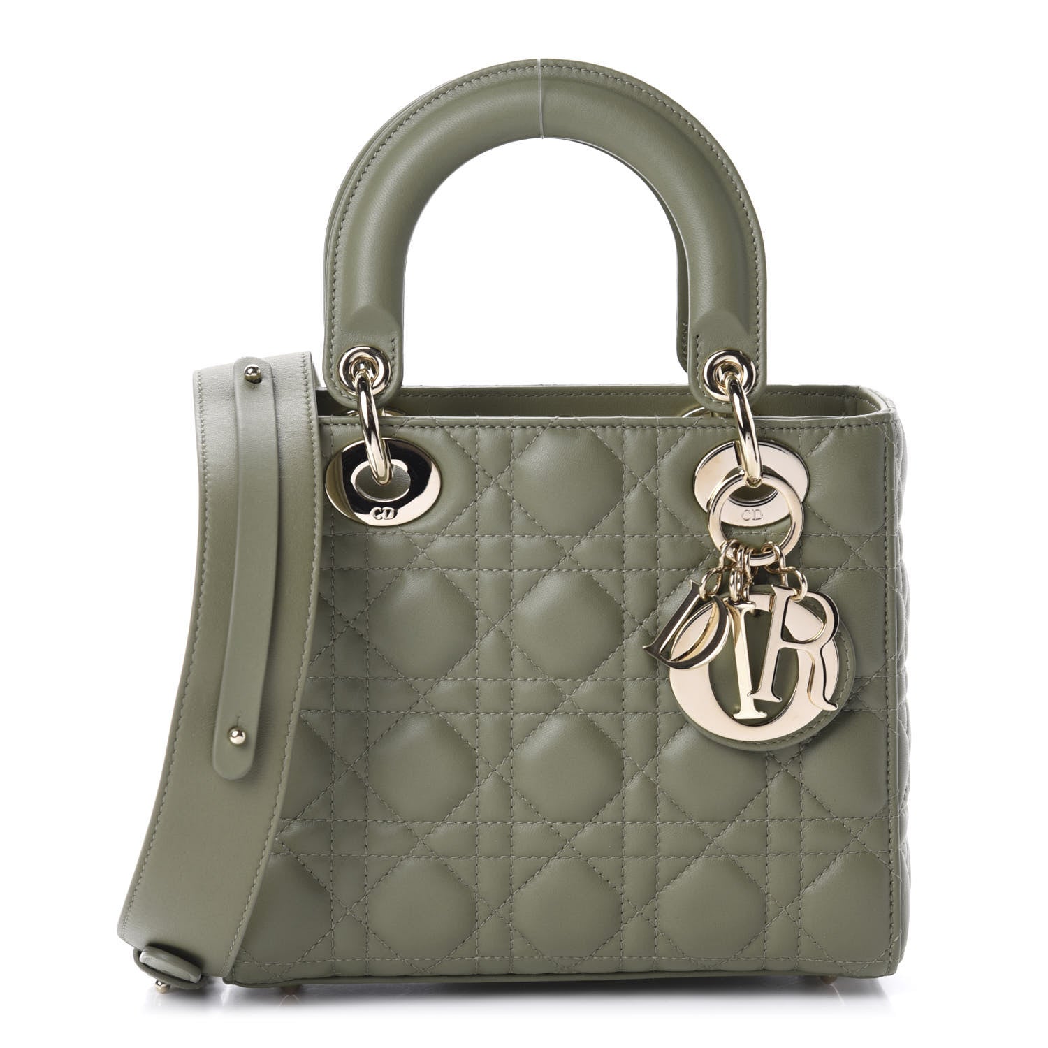 Christian Dior Lambskin Cannage Small My ABCDior Lady Dior Army Green 1 of 10