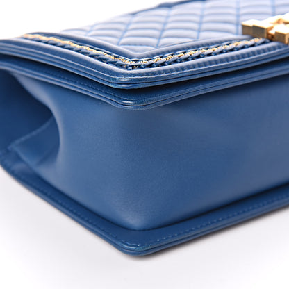 Chanel Lambskin Quilted Medium Chain Detail Boy Flap Blue 5 of 11